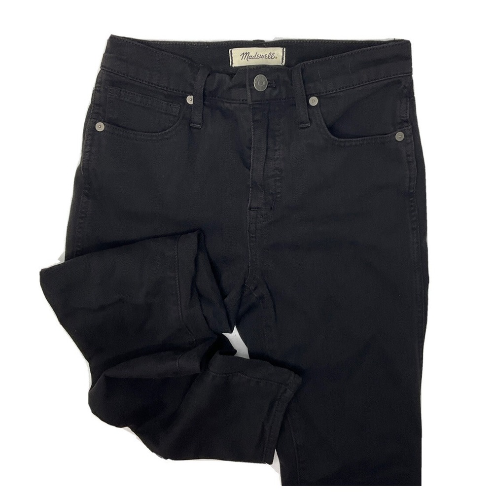 Madewell 10 High Rise Skinny Jeans Womens 24 Solid Black Stretch Denim EUC